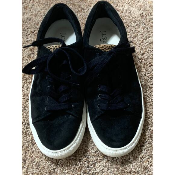 J Crew Road Trip Leopard Black Calf Hair Suede Leather Sneakers Women's Size 8 - Picture 2 of 7